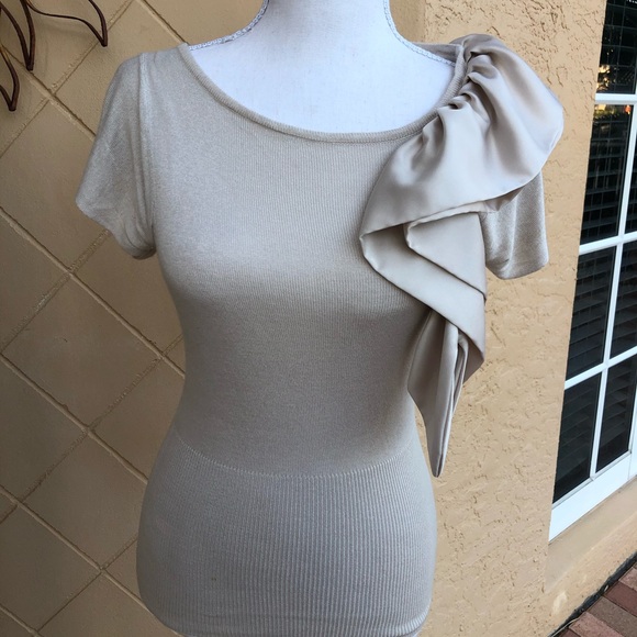 bebe Tops - Bebe Cream Blouse with Silk Ruffled Accent